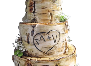 Wedding Cake Bouleau avec Initiales