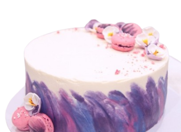 Gâteau Aquarelle avec Macarons